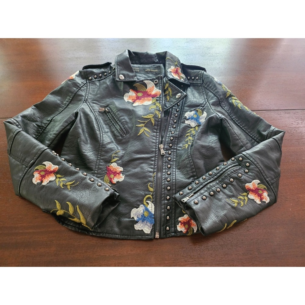 Aftf Basic Outerwear Embroided Womens Leather Jac… - image 1